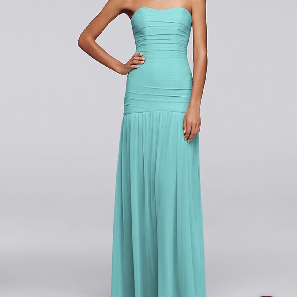 Long Fit and Flare Mesh Bridesmaid Dress